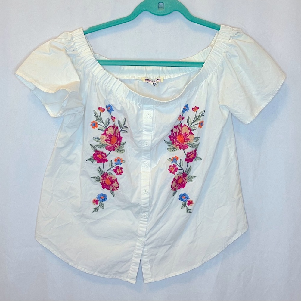 Jealous Tomato Off the Shoulder Embroidered Top